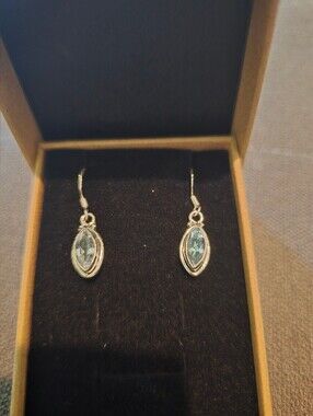 Sterling Silver Blue Marquise Drop Earrings
